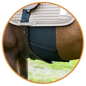 HORZE Elastic Protective Belly Guard | Anti-Rub and Anti-Chafe Girth Band for Horses Black Horse - ALLOWS FOR MOVEMENT