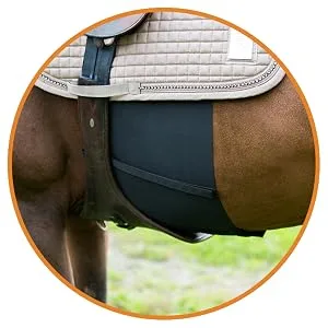 HORZE Elastic Protective Belly Guard | Anti-Rub and Anti-Chafe Girth Band for Horses Black Horse - SECURE