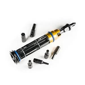LEZYNE Dual Insert Bicycle Kit, Handlebar End Cap Multi-Tools, Includes Tubeless Tire Repair Kit with 5 Tire Strips & Tool Insert Kit, Bike Bar Plugs, Large - LEZY E Handlebar Multi-Tool Displayed with Tool Bits