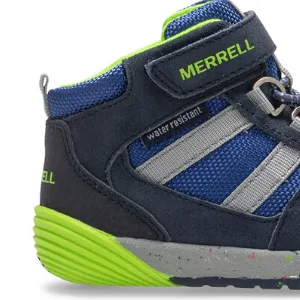 Merrell Unisex-Child Bare Steps Ridge Hiking Boot Little Kid (4-8 Years) 10 Little Kid Navy/Green - water resistant