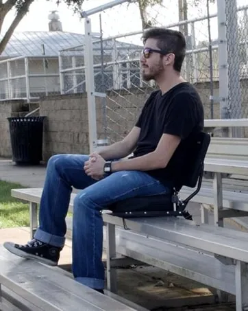 OSPORTIS Stadium Seats for Bleachers, Bleacher Seats with Padded Active Foam Backs and Cushion, Portable Stadium Seats with Back Support and Shoulder Strap BLACK 1 - bleacher chairs with back and cushion