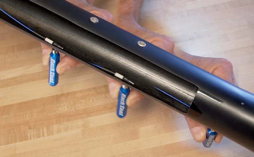 Park Tool IR-1.2 Internal Cable Routing Kit Tool, Blue - Park Tool IR-1.2 in use