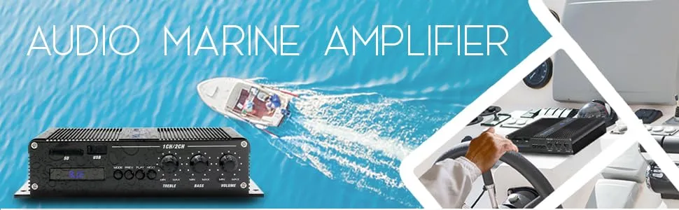2-Channel Bluetooth Audio Marine Amplifier - 200 Watt Power Compact Weather Resistant Audio Amp Wireless Receiver System w/ MP3,USB,SD Reader,LCD Digital Screen-Pyle(PFMRA340BB.5) - Audio Marine Amplifier,Bluetooth Audio Amplifier,Marine Amplifier, Weather Resistant Audio Amplifier