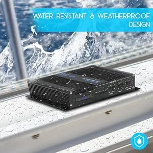 2-Channel Bluetooth Audio Marine Amplifier - 200 Watt Power Compact Weather Resistant Audio Amp Wireless Receiver System w/ MP3,USB,SD Reader,LCD Digital Screen-Pyle(PFMRA340BB.5) - Audio Marine Amplifier,Bluetooth Audio Amplifier,Marine Amplifier, Weather Resistant Audio Amplifier