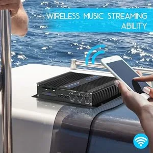 2-Channel Bluetooth Audio Marine Amplifier - 200 Watt Power Compact Weather Resistant Audio Amp Wireless Receiver System w/ MP3,USB,SD Reader,LCD Digital Screen-Pyle(PFMRA340BB.5) - Audio Marine Amplifier,Bluetooth Audio Amplifier,Marine Amplifier, Weather Resistant Audio Amplifier