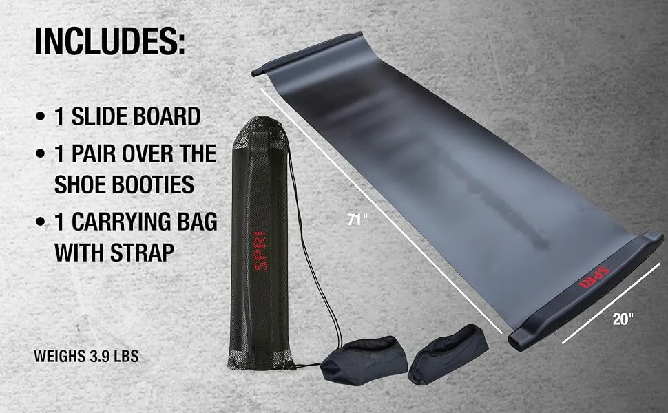 SPRI Slide Board (71" L x 20" W) with End Stops, Sliding Booties, Mesh Carrying Bag and Exercise Guide for Low Impact Balance Training (Skating, Hockey) - SPRI Slide Board