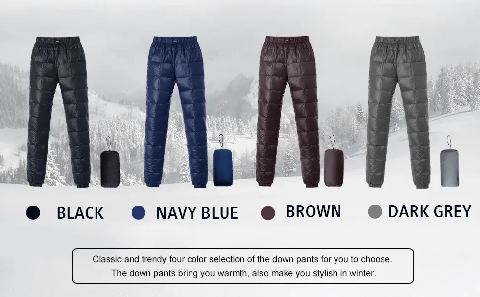 Tapasimme Men's Winter Warm Loose Utility Down Pants Sassy High Waisted Nylon Compression Snow Trousers Small Cargo Black - pants