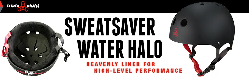 Triple Eight Sweatsaver Halo Water Helmet for Wakeboarding and Waterskiing Carbon Rubber Medium - Helmet