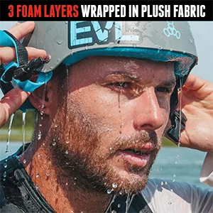 Triple Eight Sweatsaver Halo Water Helmet for Wakeboarding and Waterskiing Carbon Rubber Medium - helmet