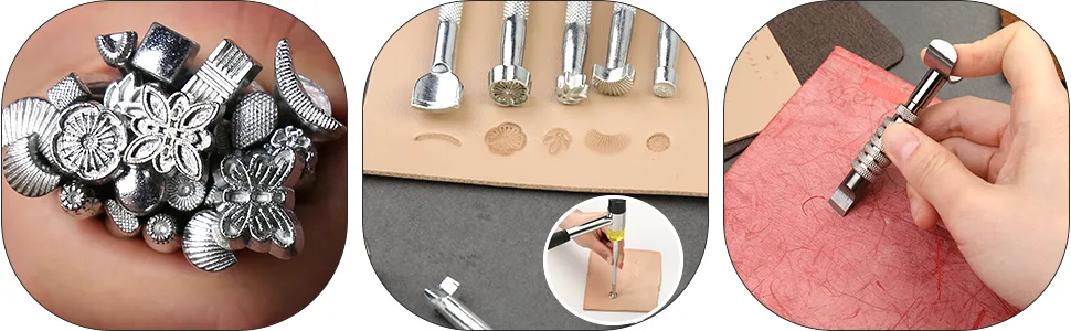 TLKKUE Leather Craft Tools Leather Working Tools Kit with Custom Storage Bag Leather Carving Tools Leather Craft Making for Cutting Punching Sewing Carving Stamping Leather Tooling Kit - leather stamping tool