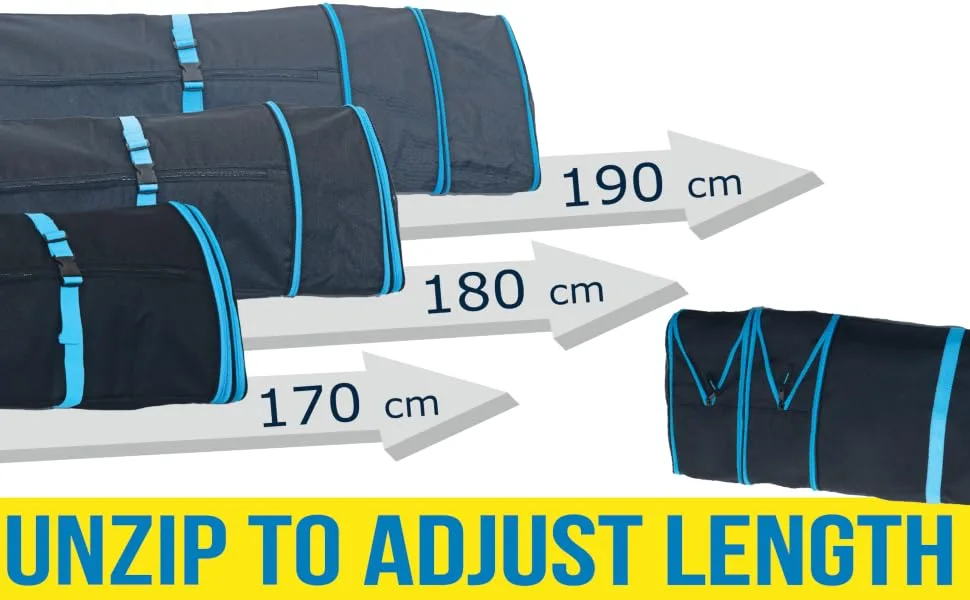 Athletico Dynamic Adjustable Length Ski Bag - Padded Ski Bag Adjusts from 170cm to 190cm - easily expands from 170 to 190 cm for the perfect fit - Athletico Dynamic Ski Bag, 1 pair + poles