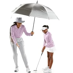 Coolibar UPF 50+ 62 Inch Tournament Golf Umbrella - Sun Protective (One Size- Silver/Green) One Size Silver/Green - umbrella