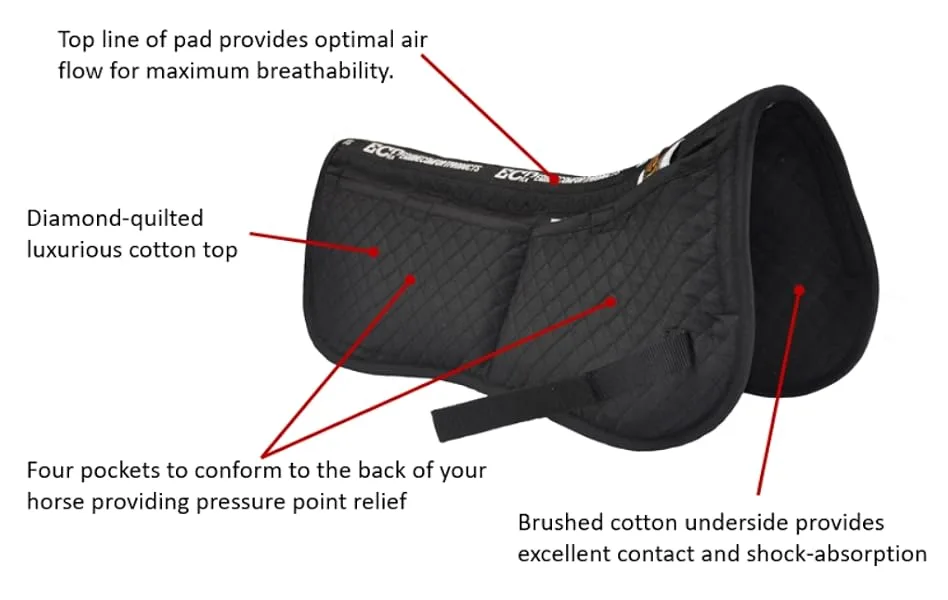 ECP Equine Comfort Products Correction Half Saddle Pad with Adjustable Memory Foam Black - product information 1