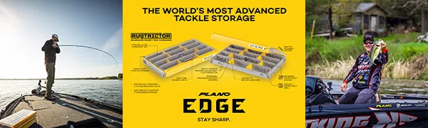 Plano Edge Master Crankbait XL Tackle Storage | Premium Tackle Organization with Rust Prevention, Clear/Yellow - Plano EDGE tackle box, edge tackle storage, waterproof tackle box, kastking, tackle organizer,