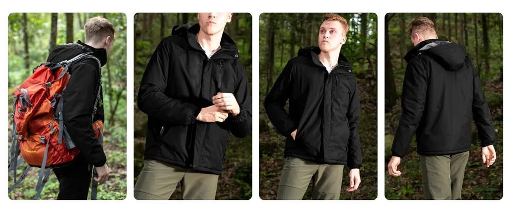 Purltoan Men's Waterproof Ski Jacket Windproof Rain Jackets Snowboarding Hiking Hooded Raincoat Warm Fleece Winter Snow Coat 2-darkgrey Medium - Waterproof Ski Jacket