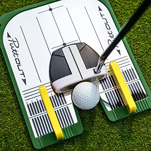 PuttOut Putting Mirror Trainer and Alignment Gate Yellow/Green - Guided Putting