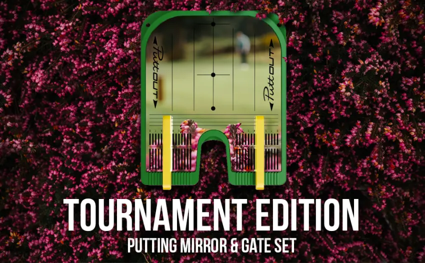 PuttOut Putting Mirror Trainer and Alignment Gate Yellow/Green - PuttOUT Putting Mirror & Gate Set - Tournament Edition