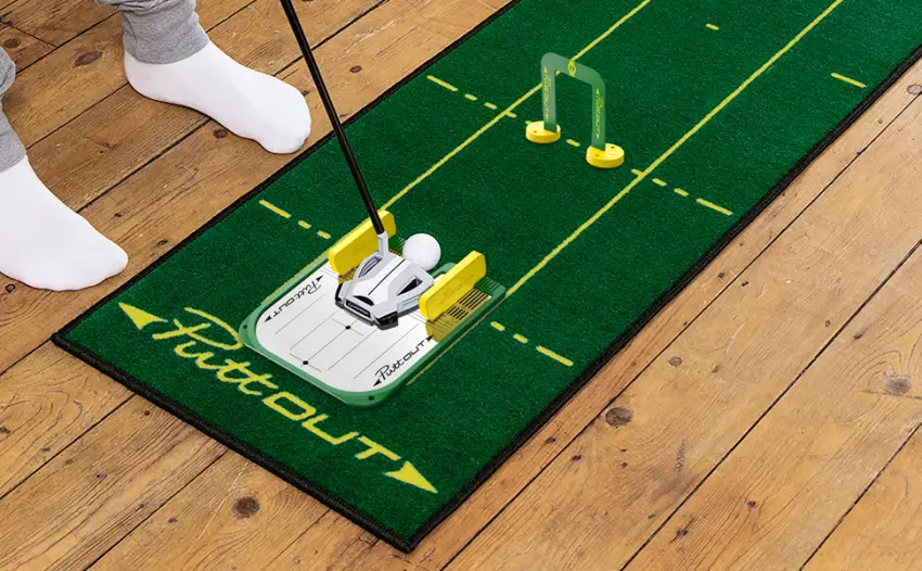 PuttOut Putting Mirror Trainer and Alignment Gate Yellow/Green - PuttOUT Tournament Edition Putting Mirror