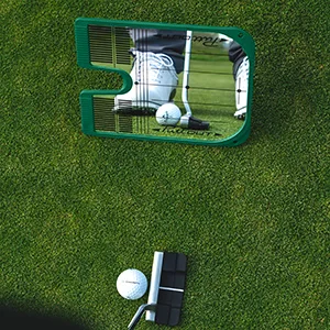 PuttOut Putting Mirror Trainer and Alignment Gate Yellow/Green - Use Anywhere