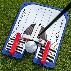 PuttOut Putting Mirror Trainer and Alignment Gate Blue - Guided Putting