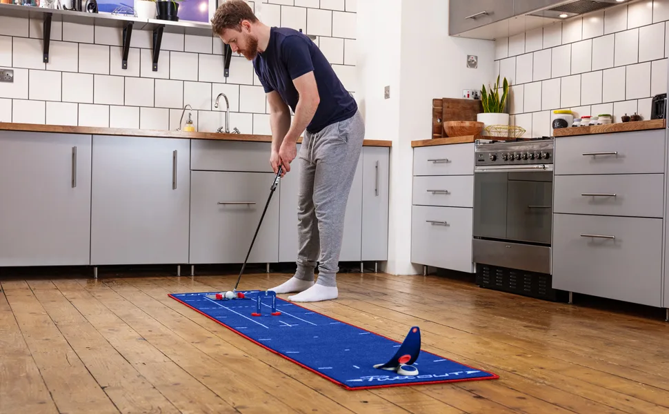 PuttOut Putting Mirror Trainer and Alignment Gate Blue - PERFECT YOUR PUTTING SKILLS