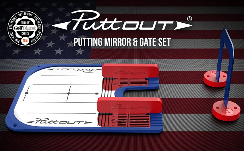 PuttOut Putting Mirror Trainer and Alignment Gate Blue - PuttOUT Putting Mirror & Gate Set - United States Limited Edition