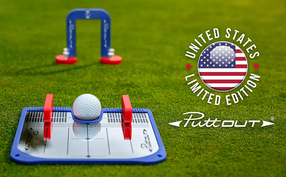 PuttOut Putting Mirror Trainer and Alignment Gate Blue - PuttOUT Putting Mirror & Gate Set - United States Limited Edition