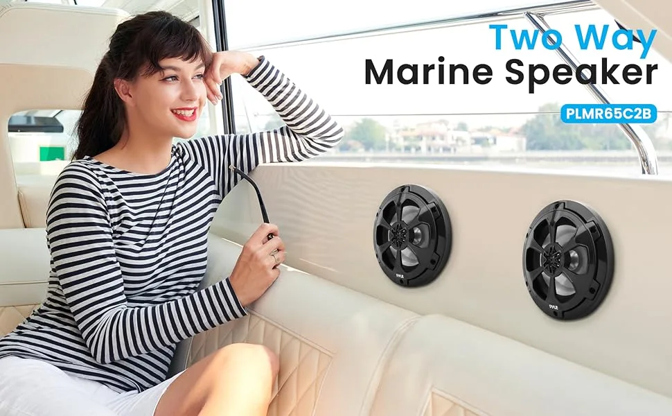 Pyle 6.5" Marine Speakers, 2-Way Coaxial/Component Waterproof Speakers, 240 Watt Butyl Surround Sound and Surface Mount Capability - Black Pair - Pyle 6.5
