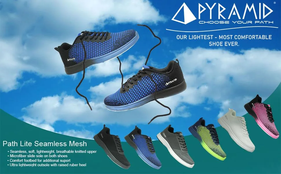 Pyramid Men's Path Lite Seamless Mesh Bowling Shoes 10.5 1-navy/Voltage Lime - bowling,shoes,pyramid