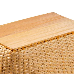 Retrospec Bicycles Cane Woven Rectangular Toto Basket with Authentic Leather Straps and Brass Buckles Dark Stain - Retrospec Toto Basket