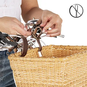 Retrospec Bicycles Cane Woven Rectangular Toto Basket with Authentic Leather Straps and Brass Buckles Dark Stain - Retrospec Toto Basket
