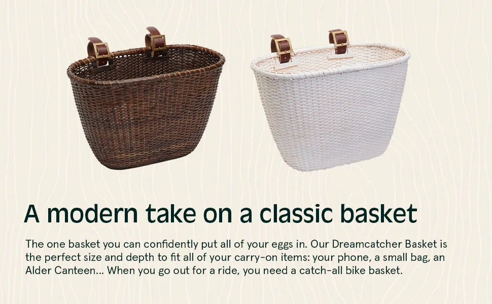 Retrospec Cane Woven Oval Dreamcatcher Basket with Authentic Leather Straps & Brass Buckles Dark Stain - Retrospec Dreamcatcher Basket