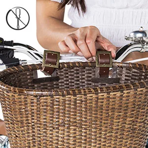 Retrospec Cane Woven Oval Dreamcatcher Basket with Authentic Leather Straps & Brass Buckles Dark Stain - Retrospec Dreamcatcher Basket
