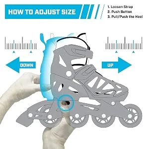 Girls Tracer Adjustable Inline Skates Medium (2-5) Blue - How to Fit