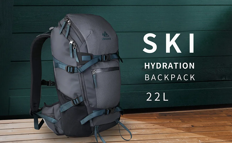 Unigear Ski Backpack, 22L Snowboard Travel Backpack 900D Polyester Waterproof Backpack for Snowboard, Ski, Camping, Hiking Gray - 22L ski backpack