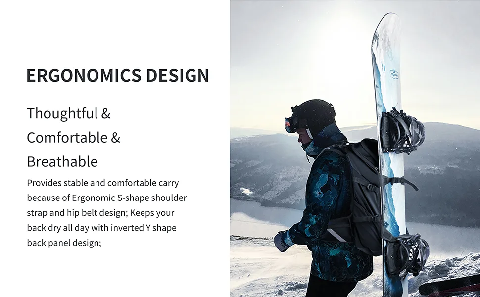 Unigear Ski Backpack, 22L Snowboard Travel Backpack 900D Polyester Waterproof Backpack for Snowboard, Ski, Camping, Hiking Gray - Unigear ski backpack