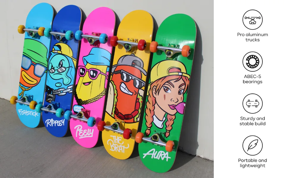 Fortnite 31" Skateboard - Cruiser Skateboard with Printed Graphic Grip Tape, ABEC-5 Bearings, Durable Deck & Smooth Wheels Fishstick - product information 3