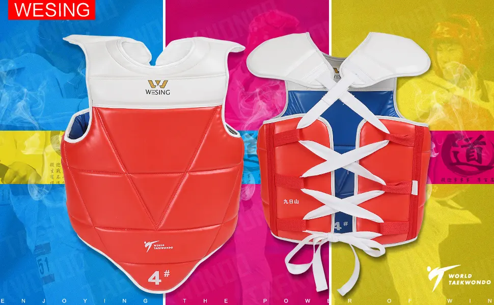 Wesing WTF Approved Taekwondo Chest Protector Taekwondo Solid Reversible Chest Guard Body Protector 2#(103.5lb112.2lb) - product information 2