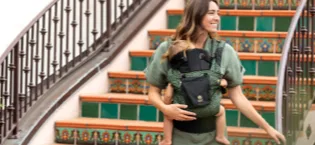LLLbaby Dragonfly Wrap Ergonomic Baby Wrap Carrier for Newborns & Infants, Adjustable Infant Carrier for Babies 8-30 lbs - Bluestone - LilleBaby