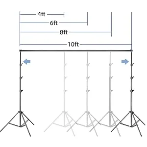 Backdrop Stand 8.5x10ft Adjustable Background Support System Kit Photo Backdrop Stand with 3 x Spring Clamps for Parties Photography Photo Video - product information 5
