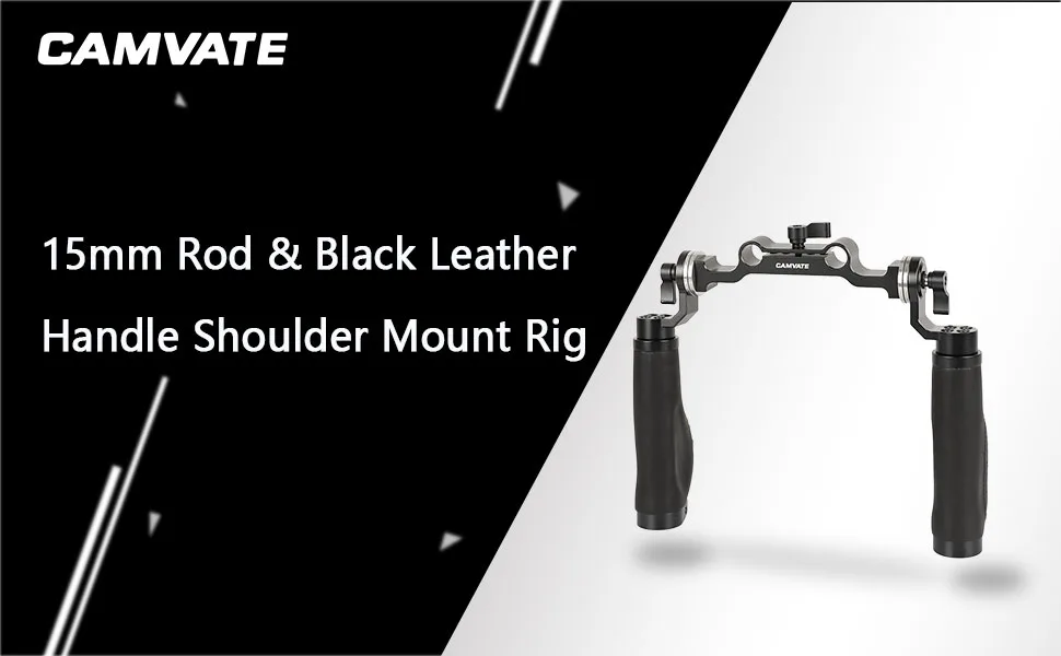 CAMVATE Leather Handle 15mm Rod Shoulder Mount Rig with Rosette Standard Accessory for DSLR(Black,M6 Thread,31.8 mm) - 1471 - C1471-1