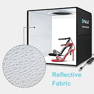 Photo Box 16" x 16" Quick Install Foldable Portable Studio Kit with Soft Light Cloth Professional Photography Equipment Adjustable White Light, Soft Light, Warm Light - Reflective Fabrics Material