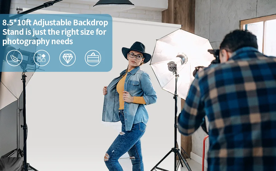 Backdrop Stand 8.5x10ft, ZBWW Photo Video Studio Adjustable Backdrop Stand for Parties, Wedding, Photography, Advertising Display 8.5*10ft - backdrop stand