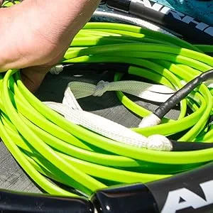 AIRHEAD Dyneema Flat Line Wakeboard Rope, 4 Sections, 70-Feet, Multiple Colors Available Green - No-Stretch, Responsive Experience