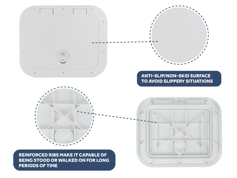 Five Oceans Boat Hatch, Marine Access Hatch, Boat Hatch Lids, Locking Slam Latch System, Off-White 15 11/16" x 12 7/8" - five oceans boat hatch deck access lids