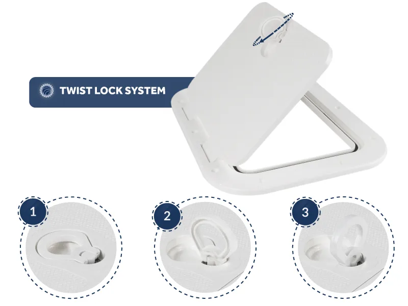 Five Oceans Boat Hatch, Marine Access Hatch, Boat Hatch Lids, Locking Slam Latch System, Off-White 15 11/16" x 12 7/8" - five oceans boat hatch deck lids access