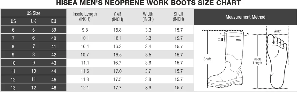 HISEA Men's Work Boots Neoprene Rubber Rain Boots Insulated Outsole 11 Camo - waterproof rain boots