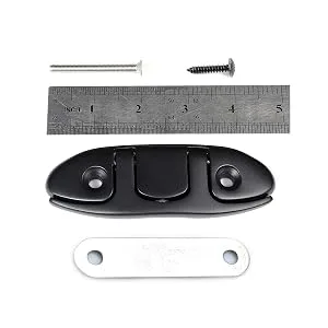 Mxeol Boat Flip Up Cleat 4-1/2" Folding Dock Marine Hardware Stainless Steel W/Back Plate & Fasteners Matte Black Coating, 4 Packs - flip up cleat