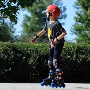 Roller Derby Tracer Boy's Adjustable Inline Medium (2-5) Black/Blue/Orange Tracer - Tracer outdoors