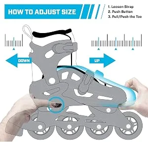 Roller Derby ION 7.2 Inline Skates with Aluminum Frames and Adjustable Sizing for Growing feet Small (11-1) - How to choose the right size